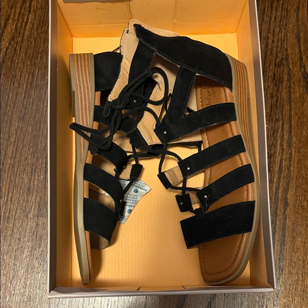 Crown Vintage Black Strappy Sandals